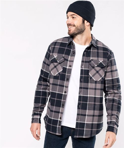 Sherpa-lined checked shirt jacket
